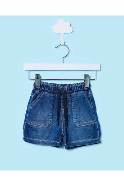 REDTAG Infant Boys Navy Pull On Denim Bermuda Shorts