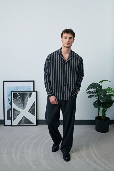 TÜZeMEN Apaş Yaka Striped Shirt