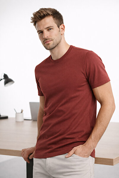 WE&ME Tricou pentru bărbați, cu gât crew, din țesătură Diegonel Interlock Ba ...