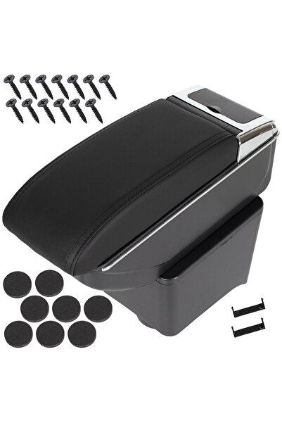 Farex VW Polo 9N 01-09 armrest with storage compartment BLACK LEATHER + insta...