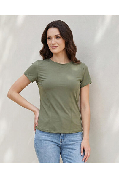 REDTAG Woman Green Active T-shirt