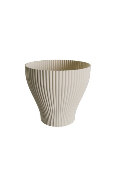 Vervo.ro pentru minți curioase Ghiveci Decorativ Cozy Waves Pentru Interior, Cu Farfurie, Bej deschis, Diametru 24 cm