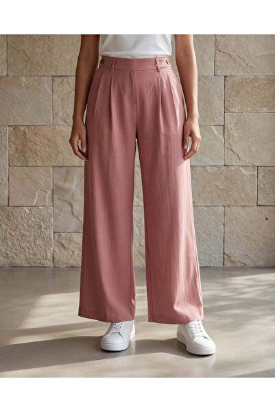 REDTAG Women Mauve Wide Leg Casual Trousers