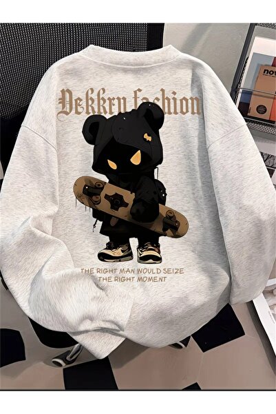 ELAN WEAR Unisex Black Printed Hoodie Sweatshirt 2-Thread Oversize Cut Plus S...