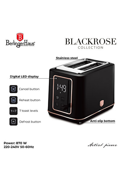 Berlinger Haus Prajitor de paine, cu afisaj digital LED, BH 9660, Matte Black...