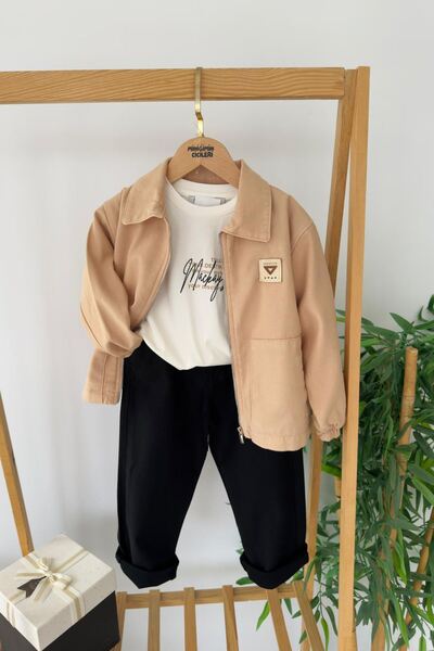 Minigimin Cicileri Miniğimin Cicileri Jachetă cu fermoar natural și tricou ba...