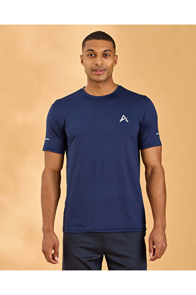 REDTAG Men Navy Placement Print Active T Shirt