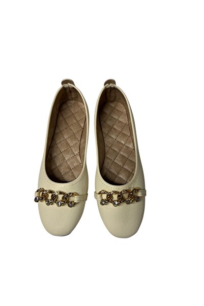 Moda Devrin Bež lanac Baletanke