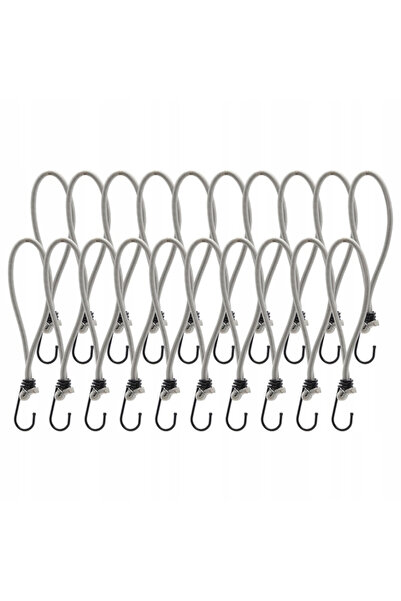 SERSIMO Set of 25 fixing rubber bands with hooks, 25 cm, for tarp and net, gray