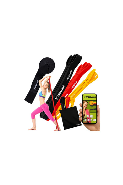 Trizand Σετ 3 ιμάντων γυμναστικής με γάντζο, αντίσταση 2-30 kg, πάχος 4 mm, θ...