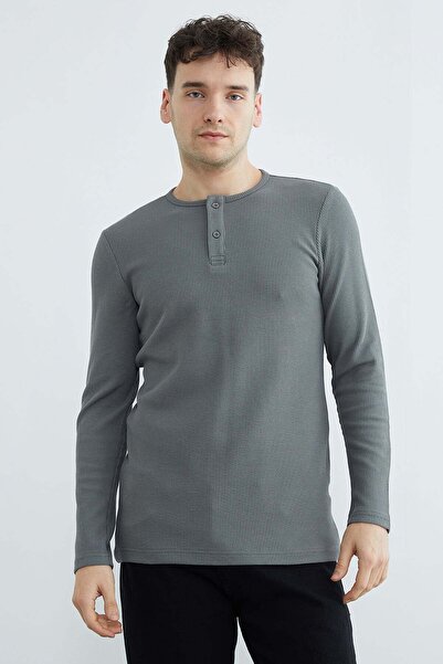 Fulla Moda Hanorac din țesătură tip fagure cu jumătate de nasture