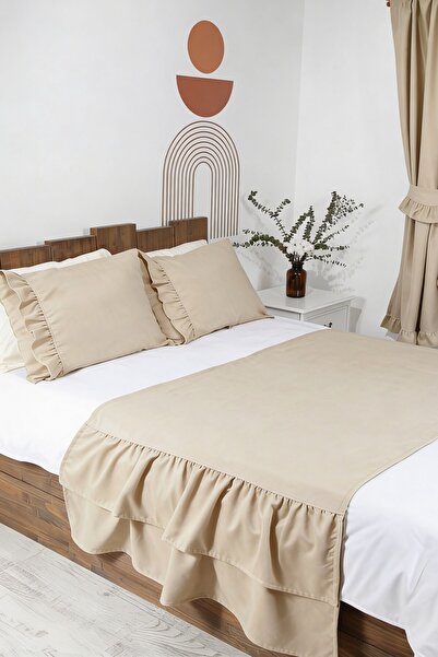 cotton maison Poly Bed Runner Set Ruffled 80X260 cm