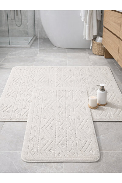 Myevilla Premium Natural Pamuk Kupatilski otirač Set Protivklizno Tkano Baza ...