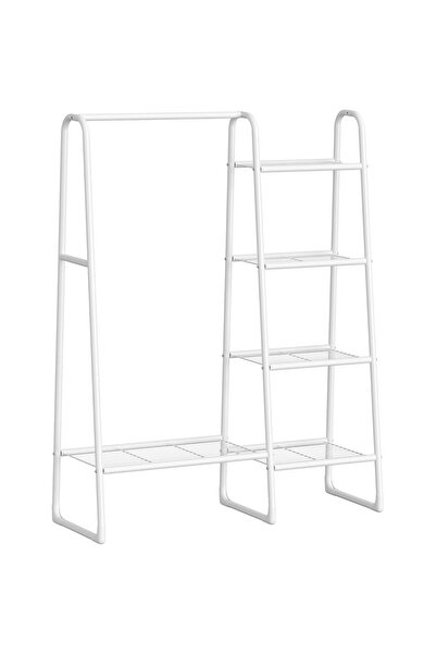 SONGMICS Coat Rack with 5 Shelves and Clothes Bar, 40x102x153 cm, White