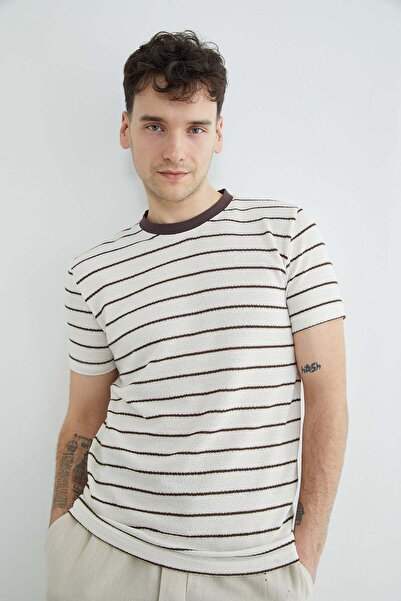 Fulla Moda Prugasto okrugla kragna Pletena majica