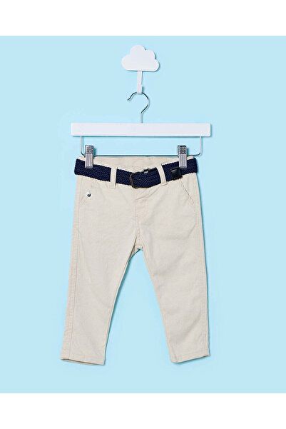 REDTAG بنطلون تشينو كريمي اللون بحزام للأطفال الرضع