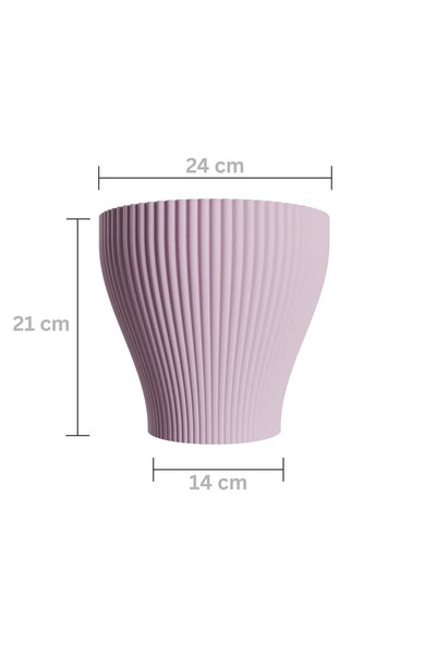 Vervo.ro pentru minți curioase Ghiveci Decorativ Cozy Waves Pentru Interior, Cu Farfurie, Roz deschis, Diametru 24 cm