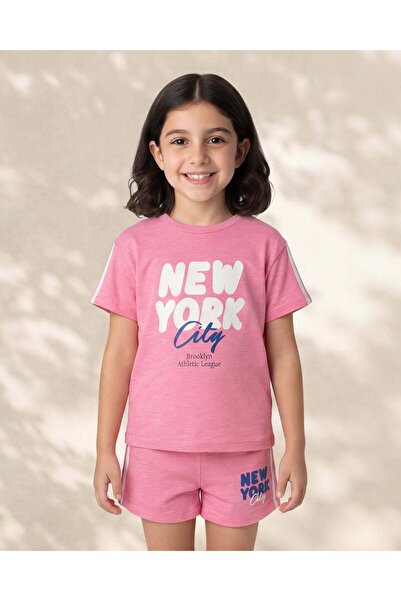 REDTAG Girls Pink Placement Print Slub Jersey T Shirt