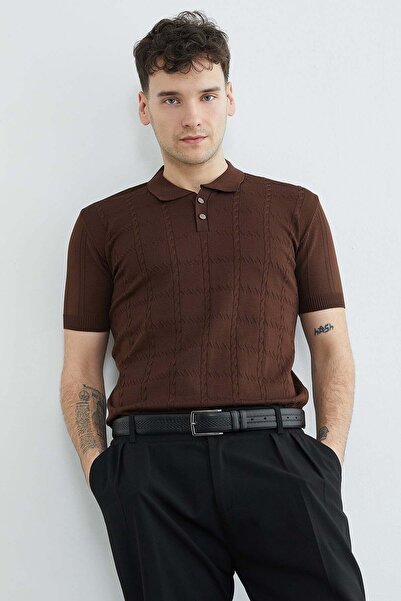 Fulla Moda Πλεκτό μπλουζάκι με λαιμόκοψη πόλο Με σχέδιο