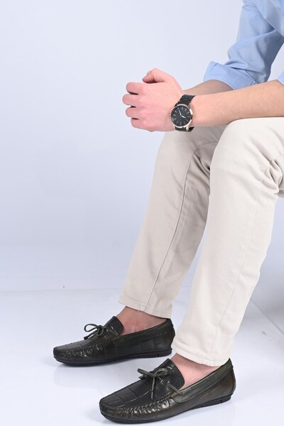 Bestello fără șireturi Fiyonklu poliuretan Talpă piele naturală loafers 028-2...