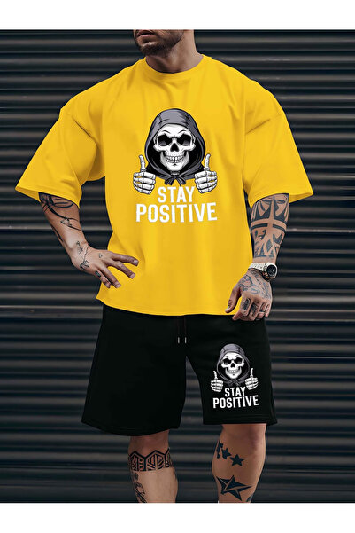 Flow touch Stay Men's Black Chicago Printed Oversized Shorts Tracksuit Set