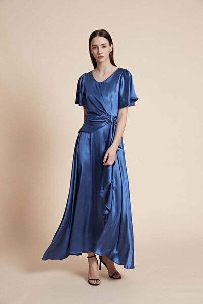 Yola فستان ميدي واسع الأكمام سادة