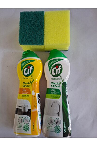 Cif Cleaning Package - 2Cif Cream 250ml + 2 Dish Sponges with Abrasive Side