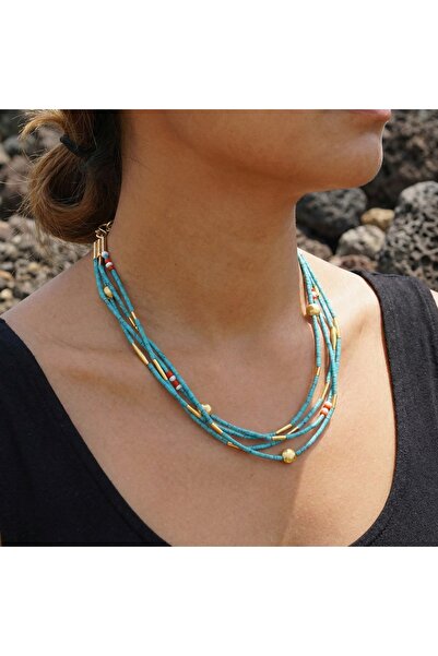 makeitbylove Sultan El Yapımı Afgan Turkuazı ve Truva Boncuklu Kolye, Koruma ...