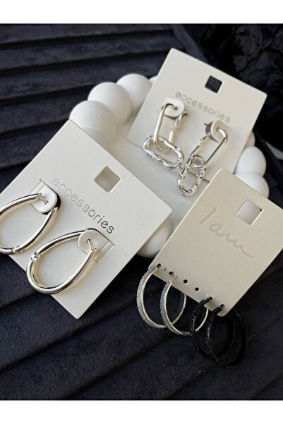 Luxiva 4 Pairs of Different Model Steel Women's Earrings Advantageous Package
