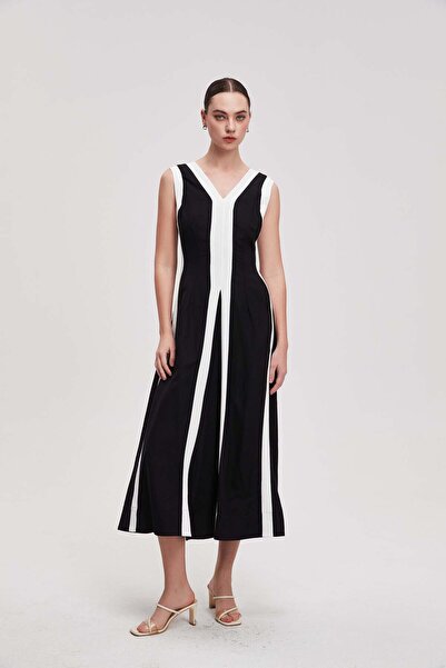 Livia فستان ماكسي مخطط بأكمام قصيرة