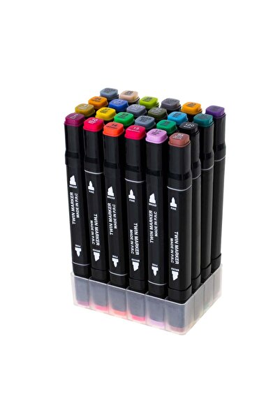 unbranded Set of 24 Markers with 2 Tips, Storage Bag, Multicolor