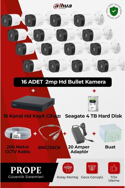 DAHUA PG-DH16C00001HD-B16ST 16 Kameralı Hd Bullet Full Sistem Paketi
