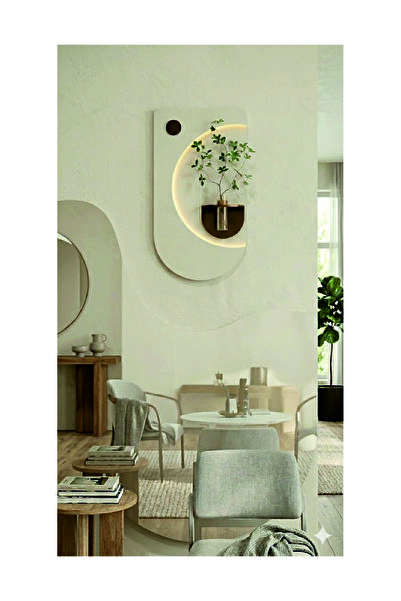 dedeler dekor MANOLYA AHŞAP PİLLİ LEDLİ İSKANDİNAV TARZI SALON DUVAR RAFI MOD...