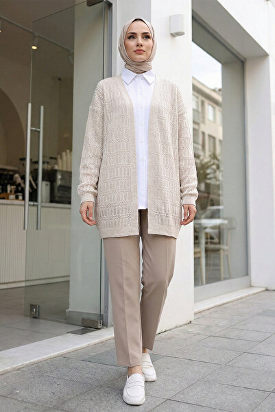 MODAQU Openwork Cardigan - Stone