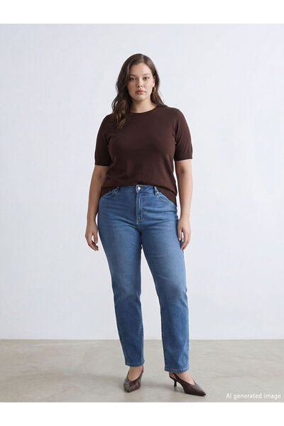 LC Waikiki Γυναικείο Jean Παντελόνι Elastic Waist Slim Mom