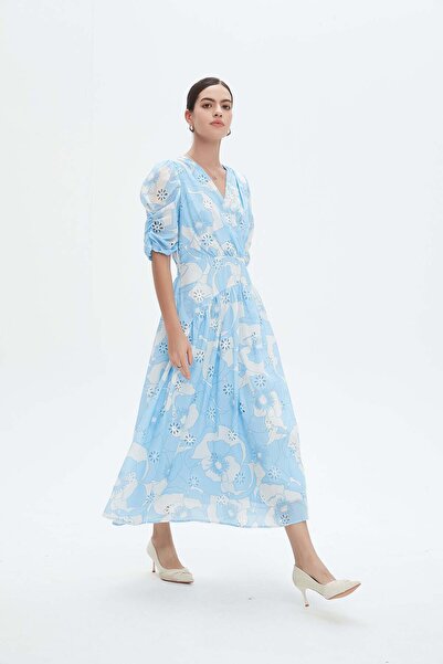 Nichii Half-sleeve patterned midi dress
