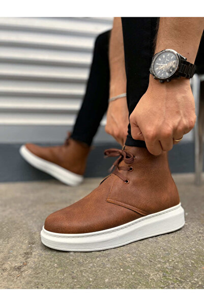 pabucmarketi Tan (White Sole) Lace-Up Men's Sneakers Boots