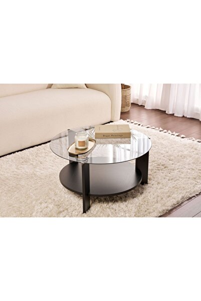 UnicUtil Măsuţă de cafea, Clara Wood, UnicUtil, Negru de lemn-Fum, 668NRD1110