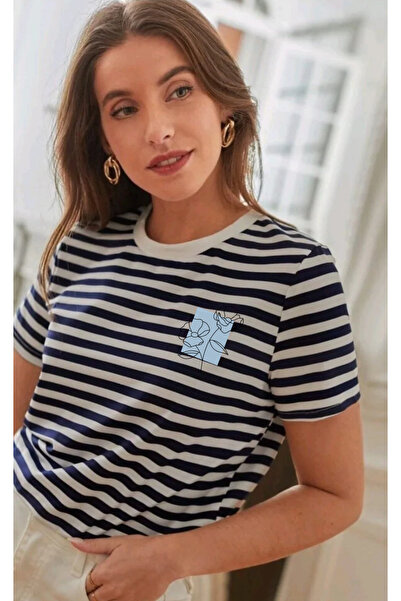 SUNFREE POPULARNA MEŠAVINA Štampano Mornarsko plava Prugasto Detaljna regular...