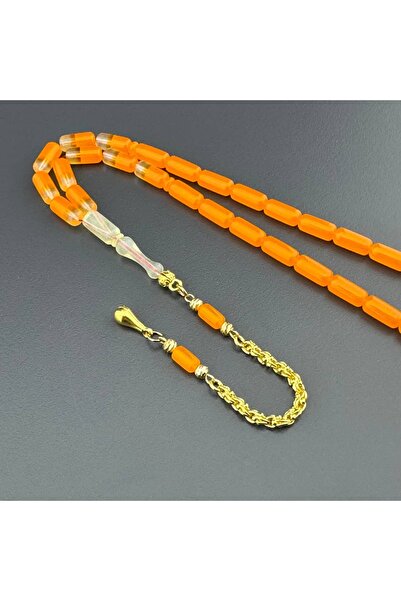 SUAT YEŞİLYURT Turuncu Şeffaf Özel İşçilik Altın Kaplama Gümüş Püsküllü Alman...