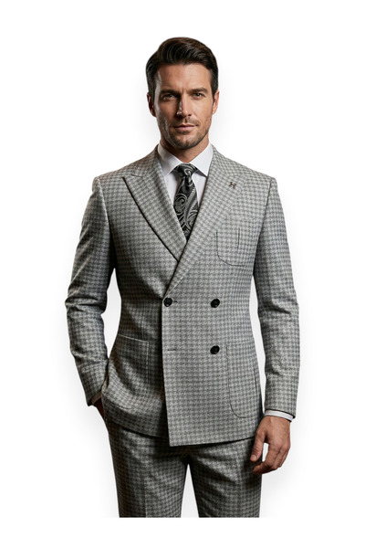 HERMOSE ريفيرا |   سترة ميلانو جراي مايكرو ذو ملمس بارز بأزرار على الجهتين