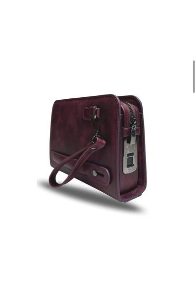 balahanlı Parmak izi okuyucu hakiki deri El Çantası