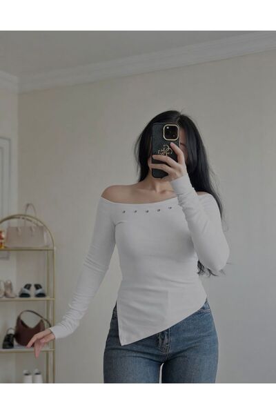 YELZEY BUTİK Low Shoulder Asymmetrical Bodycon Dress