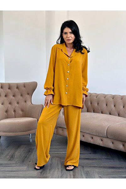 RAMONA BADESCU Women's lilac set with button-down shirt and wide-leg pants – ...