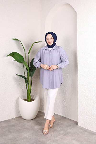 Sfg Life Moda Women's Button-Front Strawberry Fabric Tunic Shirt