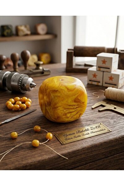 ARURTAKI Sarı Bakalit Zar 55 mm – Tesbih Yapımına Uygun Hammadde Blok