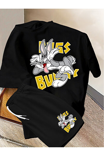 Flow touch Bunny Shorts T-Shirt - Shorts Bottom Top Tracksuit Set Printed Ove...