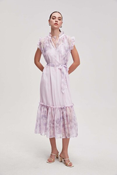 Livia فستان ميدي بدون أكمام منقوش حزام