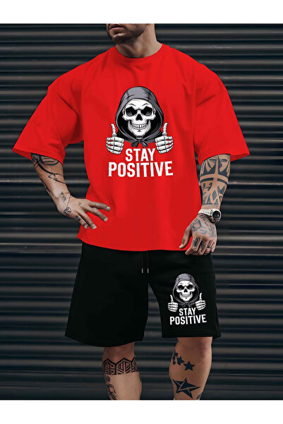 Flow touch Stay Men's Black Chicago Printed Oversized Shorts Tracksuit Set