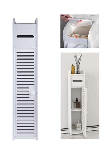 zola Dulap pentru baie, 3 rafturi, suport pentru hartie igienica, plastic, sp...